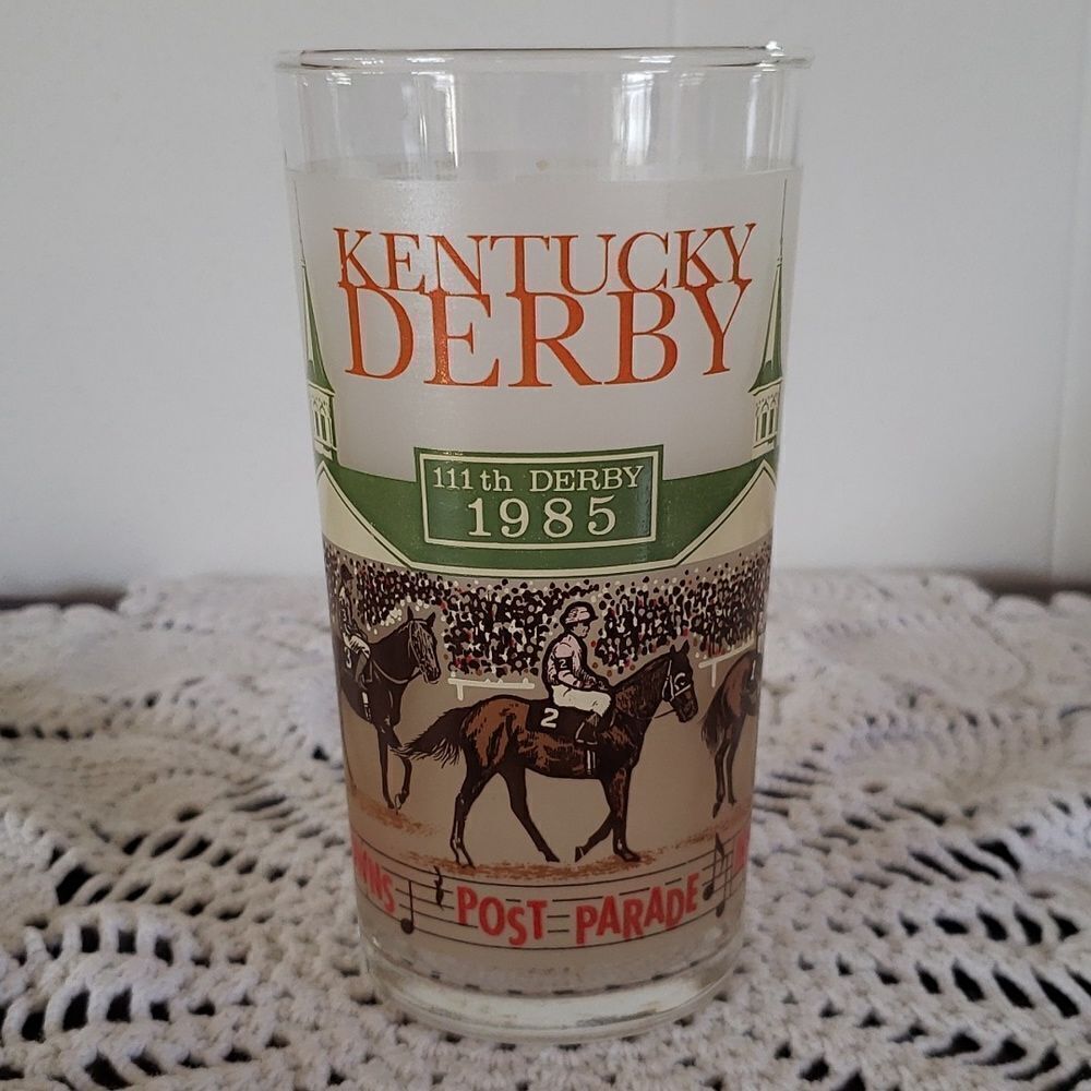 Vintage 1985 Kentucky Derby Drinking Glass